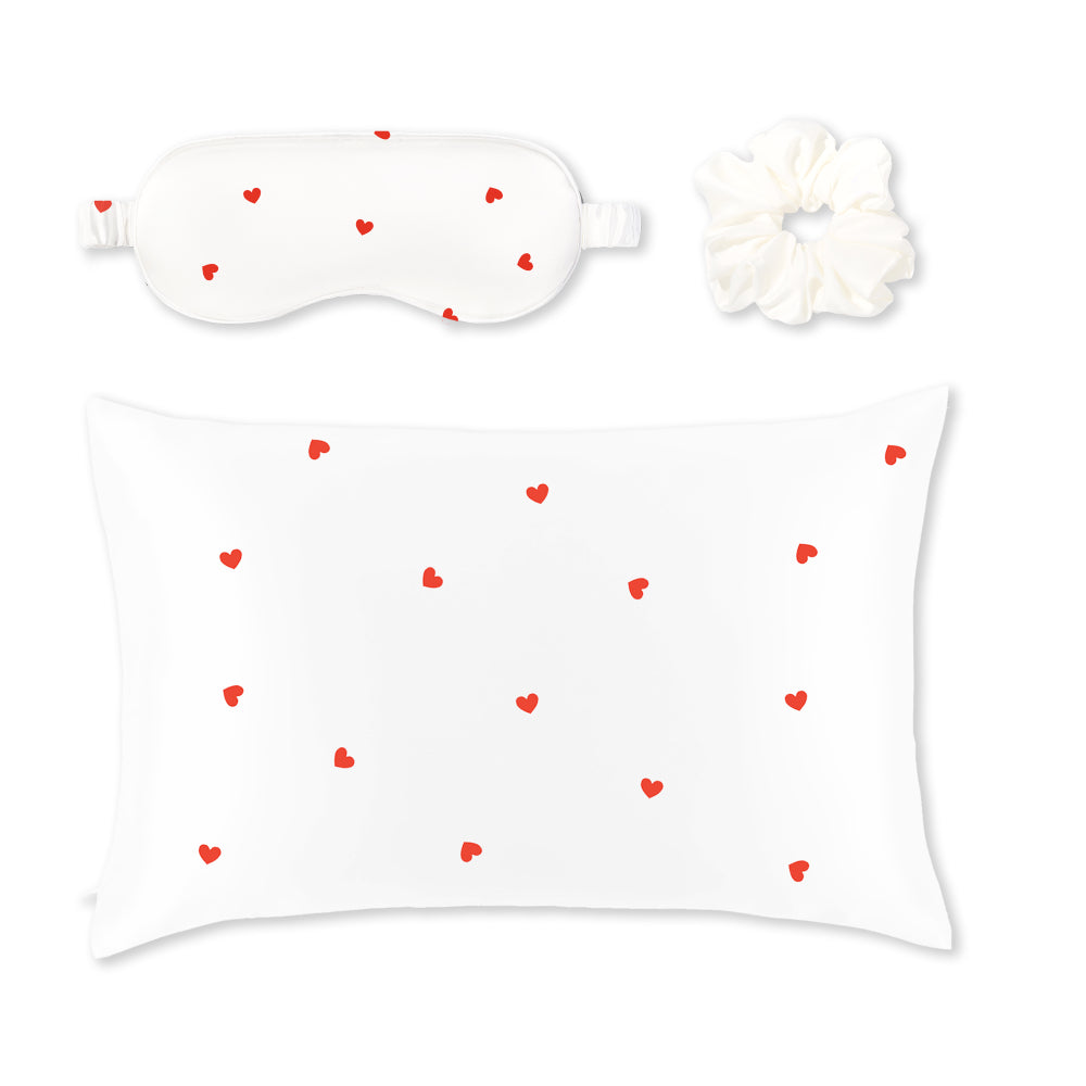 Silver Cloud Love Heart Satin Gift Set