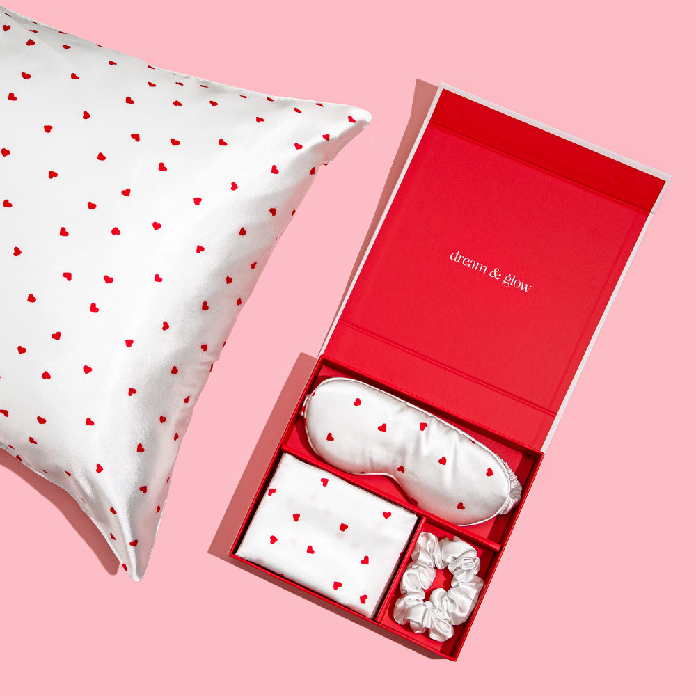 Silver Cloud Love Heart Satin Gift Set