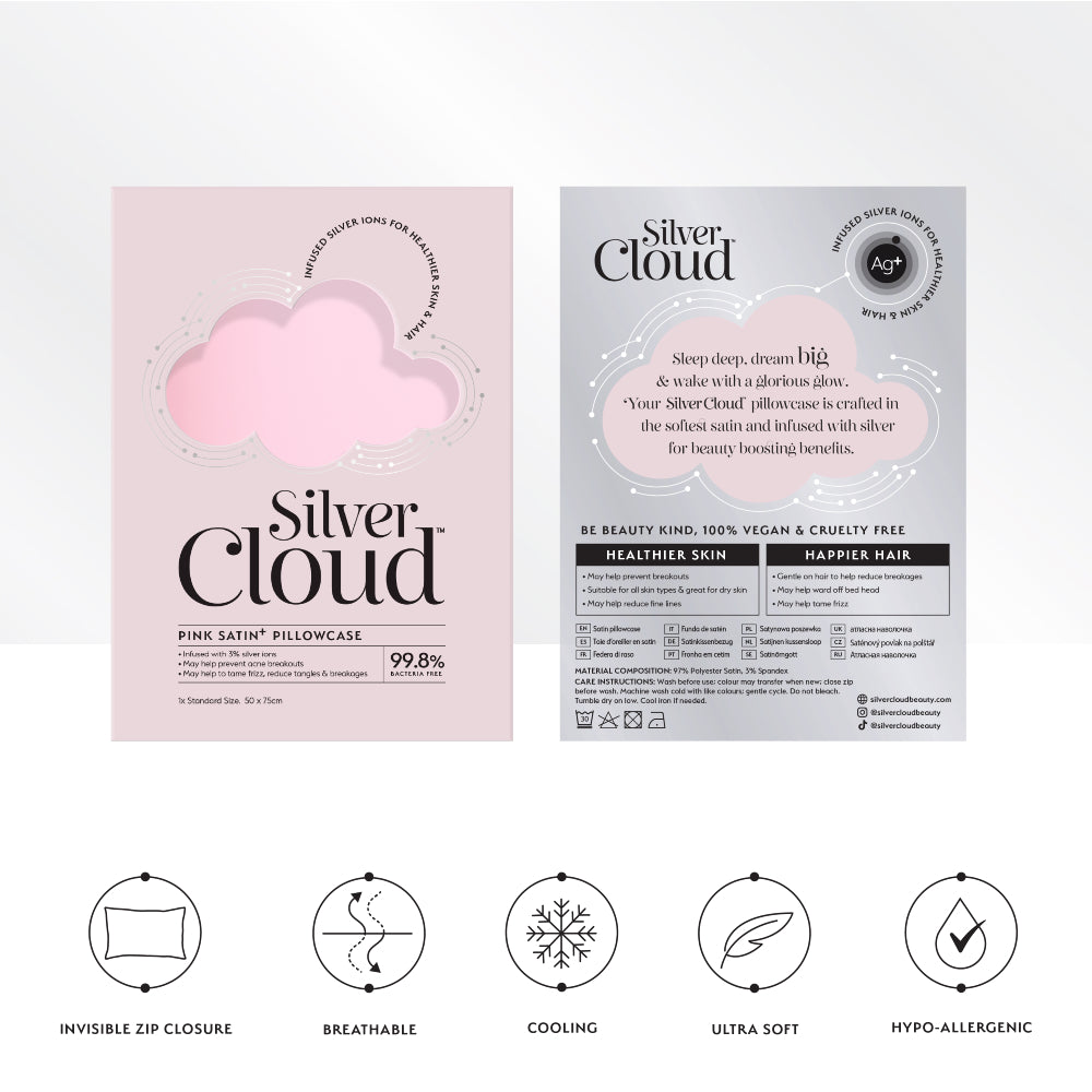 Silver Cloud Pink Satin Pillowcase