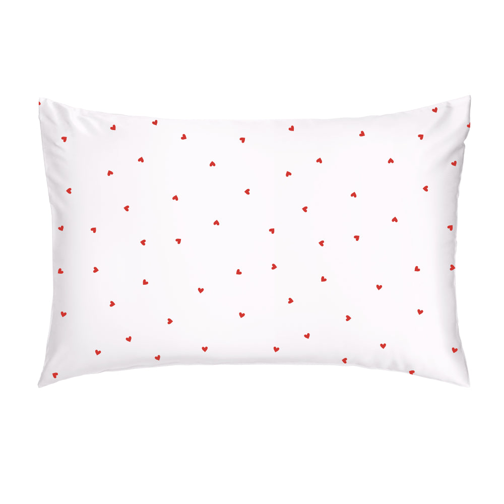 Silver Cloud Love Heart Satin Pillowcase