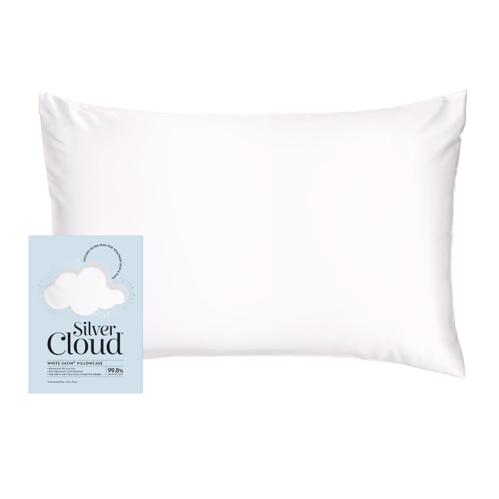 Silver Cloud White Satin Pillowcase