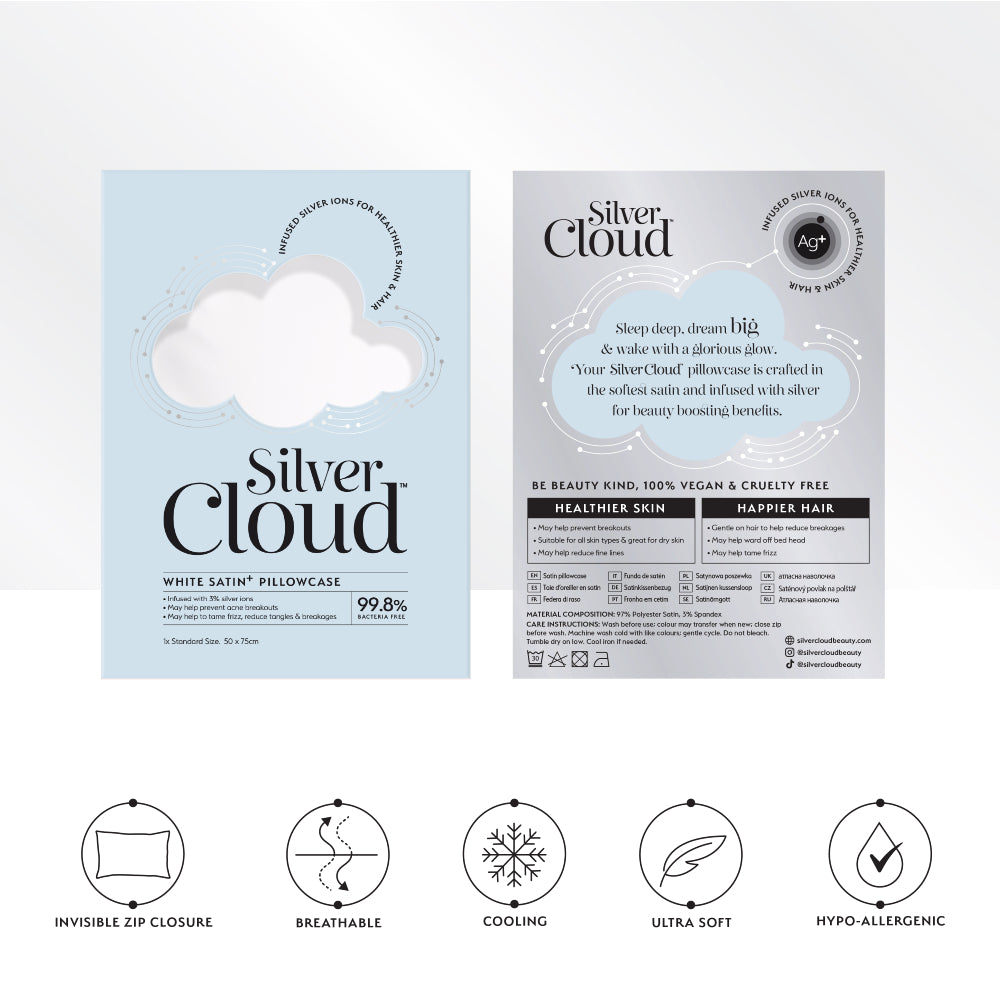Silver Cloud White Satin Pillowcase