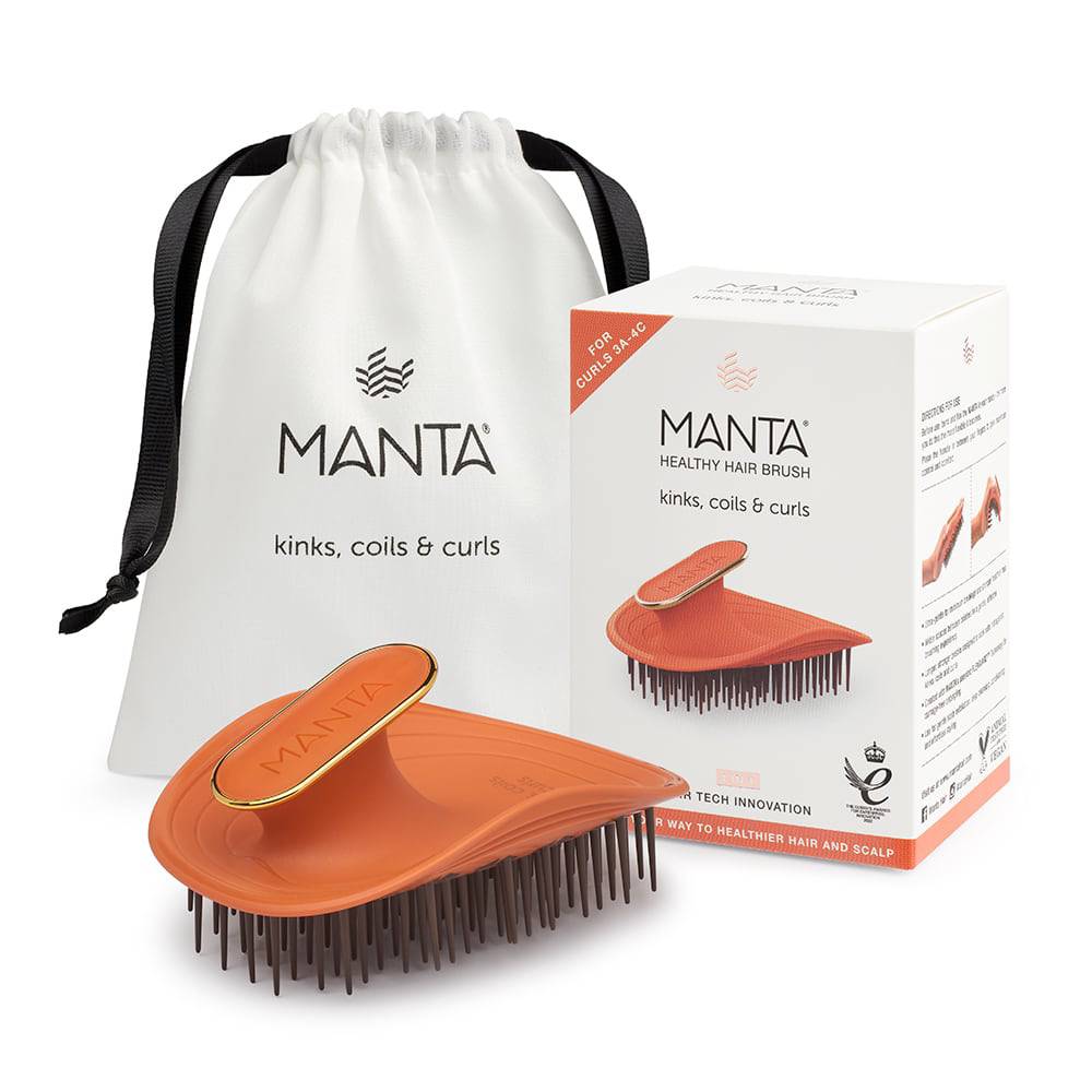 Manta Healthy Hair Brush Kinks, Coils & Curls Amber Orange