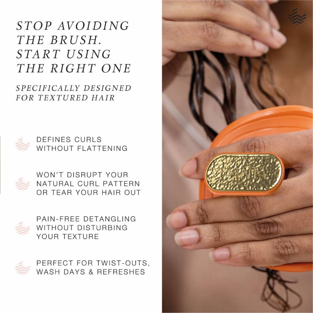 Manta Healthy Hair Brush Curly, Kinks & Coils Amber Orange