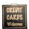 Credit Cards Welcome Shop Sign - Black/Gold
