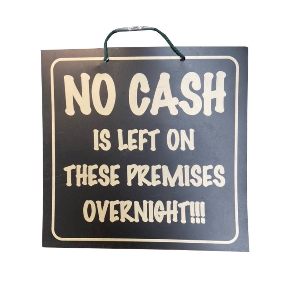 No Cash Shop Sign - Black/Gold