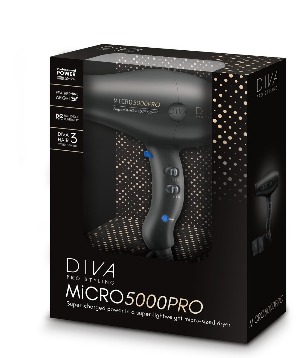 Diva Micro 5000Pro Hairdryer Black