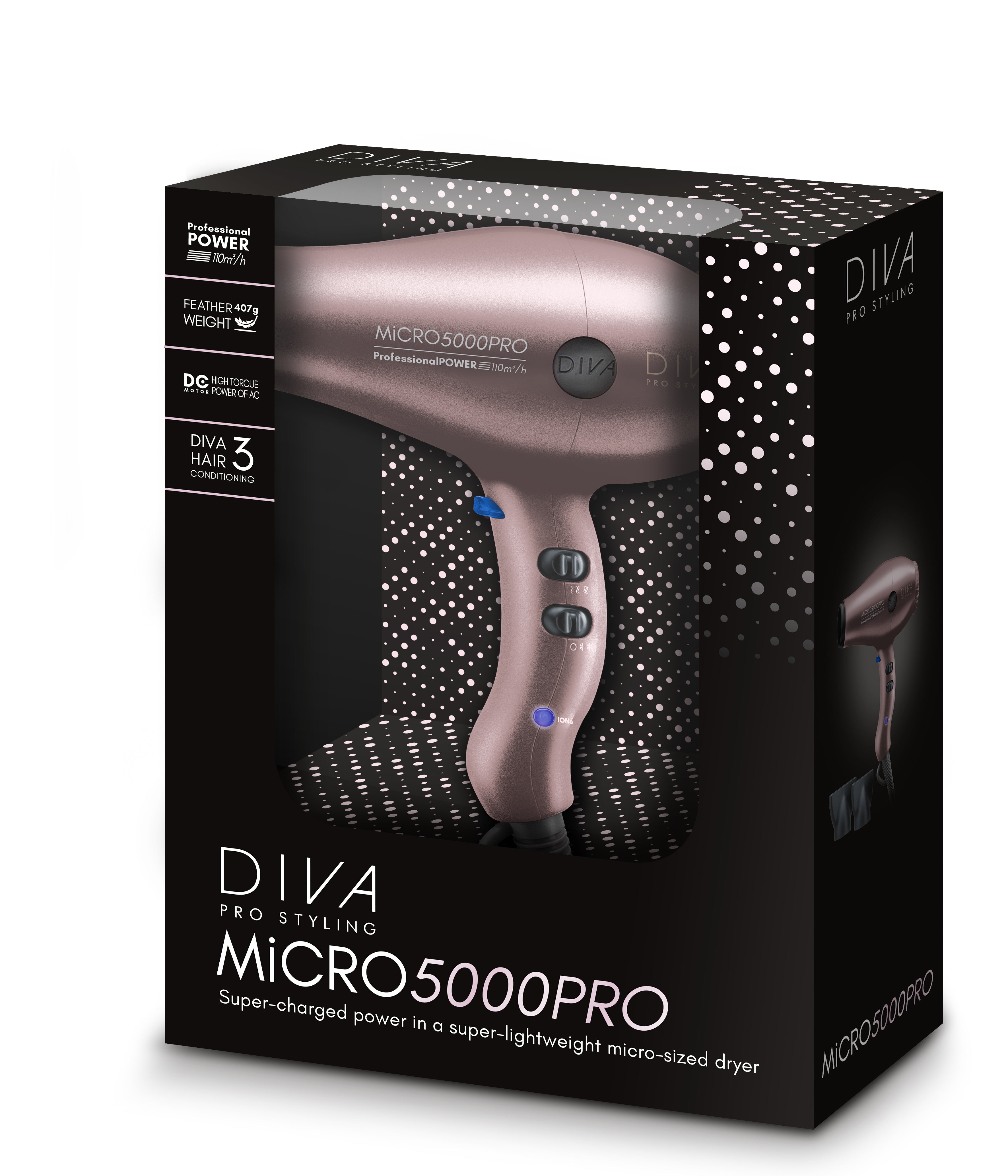 Diva Micro 5000Pro Hairdryer Millenial Pink