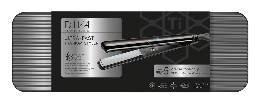 Diva Ultra Fast Titanium Styler Piano Black Edition