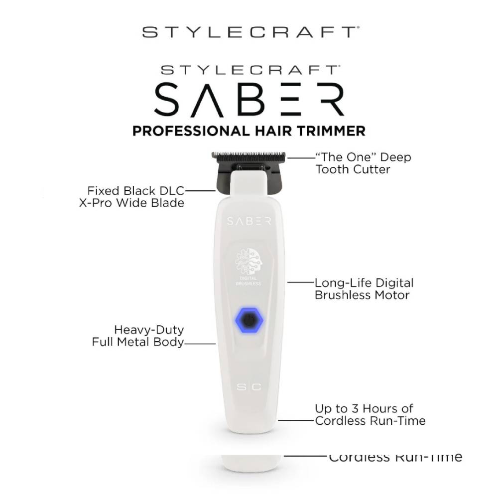 StyleCraft Pro Brushless Saber Trimmer White