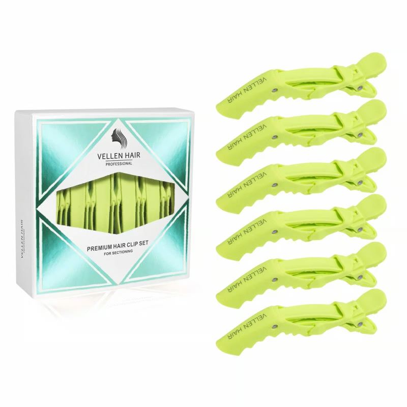 Vellen Alligator Clips Hair Slides Lime Green (6)