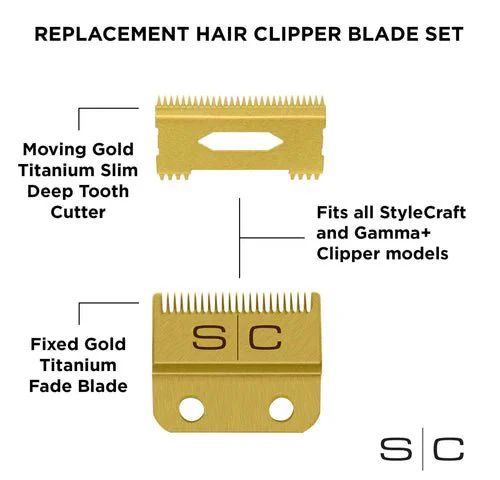 StyleCraft Slim Deep Tooth Fade Blade Set Gold