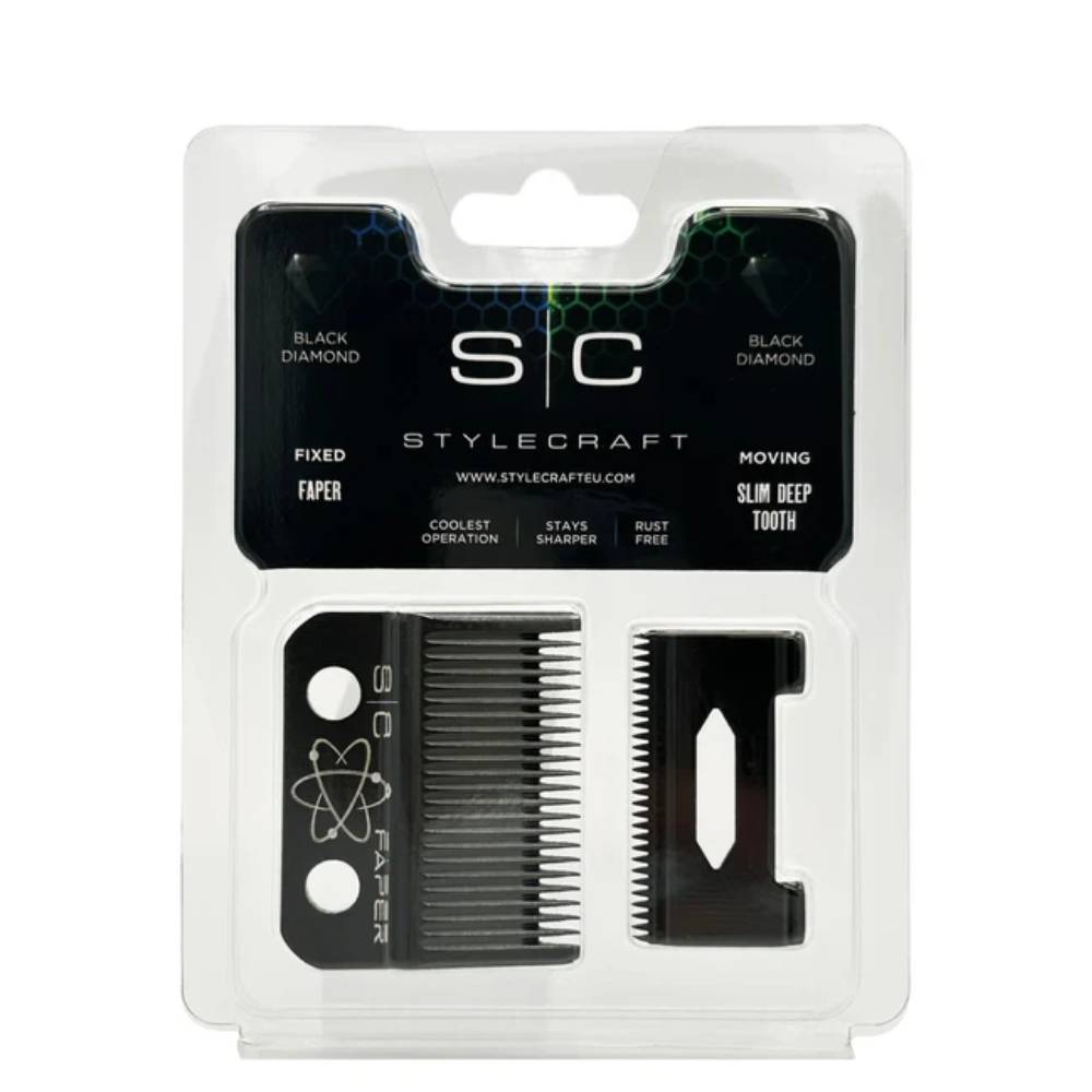 StyleCraft Slim Deep Tooth Faper Blade Set Black