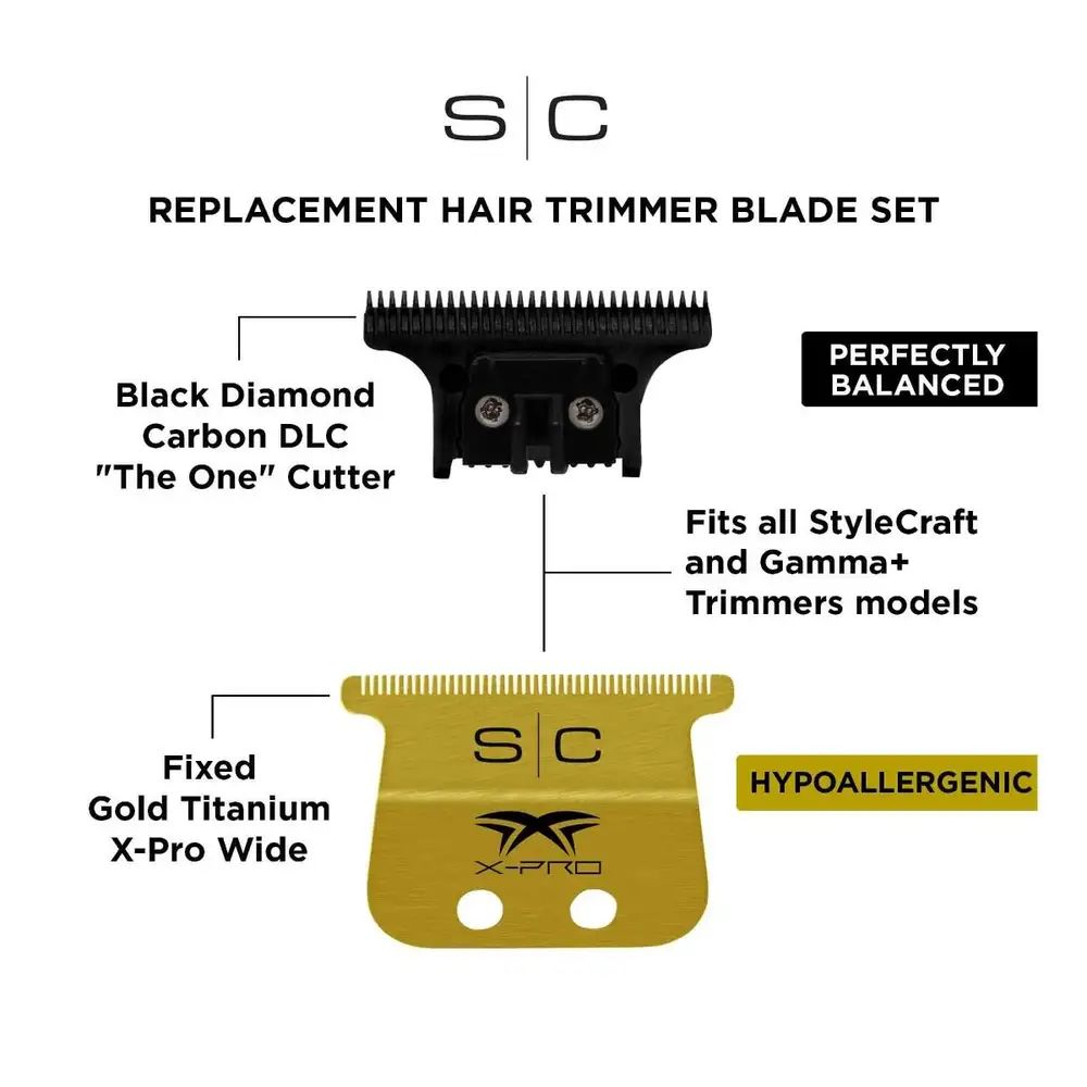 StyleCraft The One Wide X-Pro Trimmer Blade Set Gold