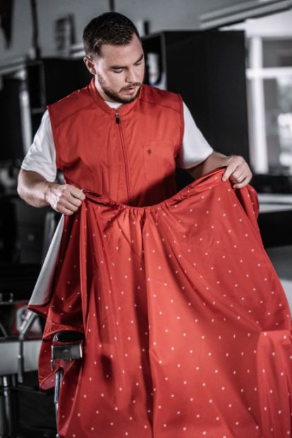 Barber Strong The Barber Cape Shield Collection Red