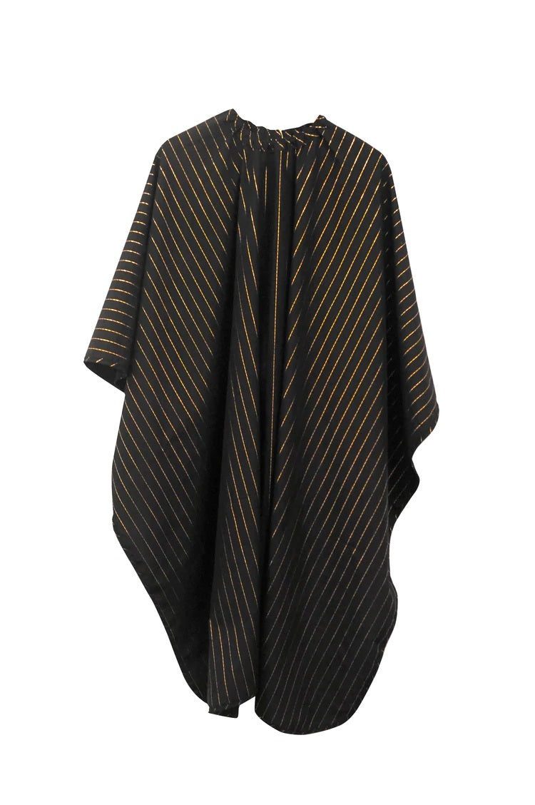 Barber Strong The Barber Cape 24K Gold Collection Black/Gold Stripes