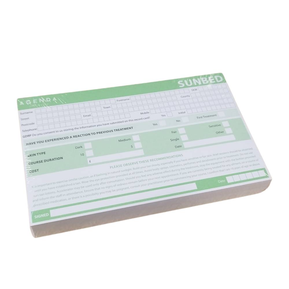 Agenda RC3 Sunbed Record Cards (100)