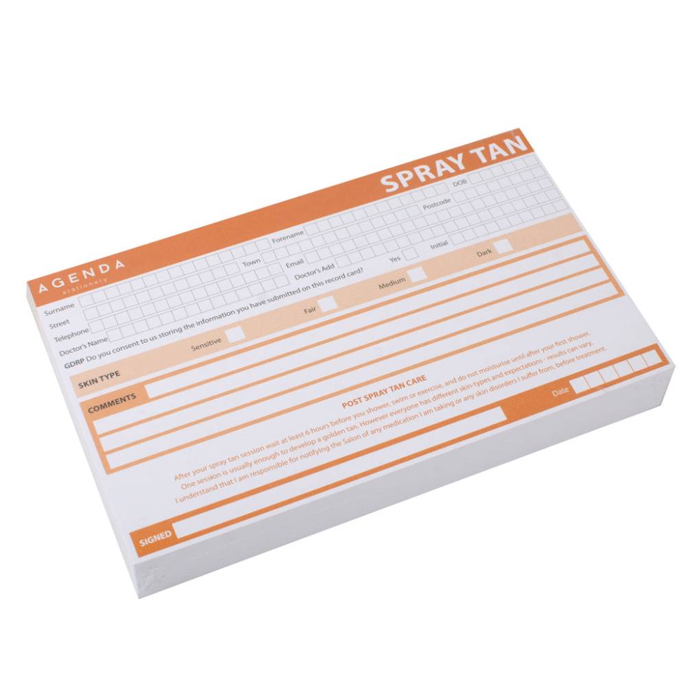 Agenda RC8 Spray Tan Record Cards (100)