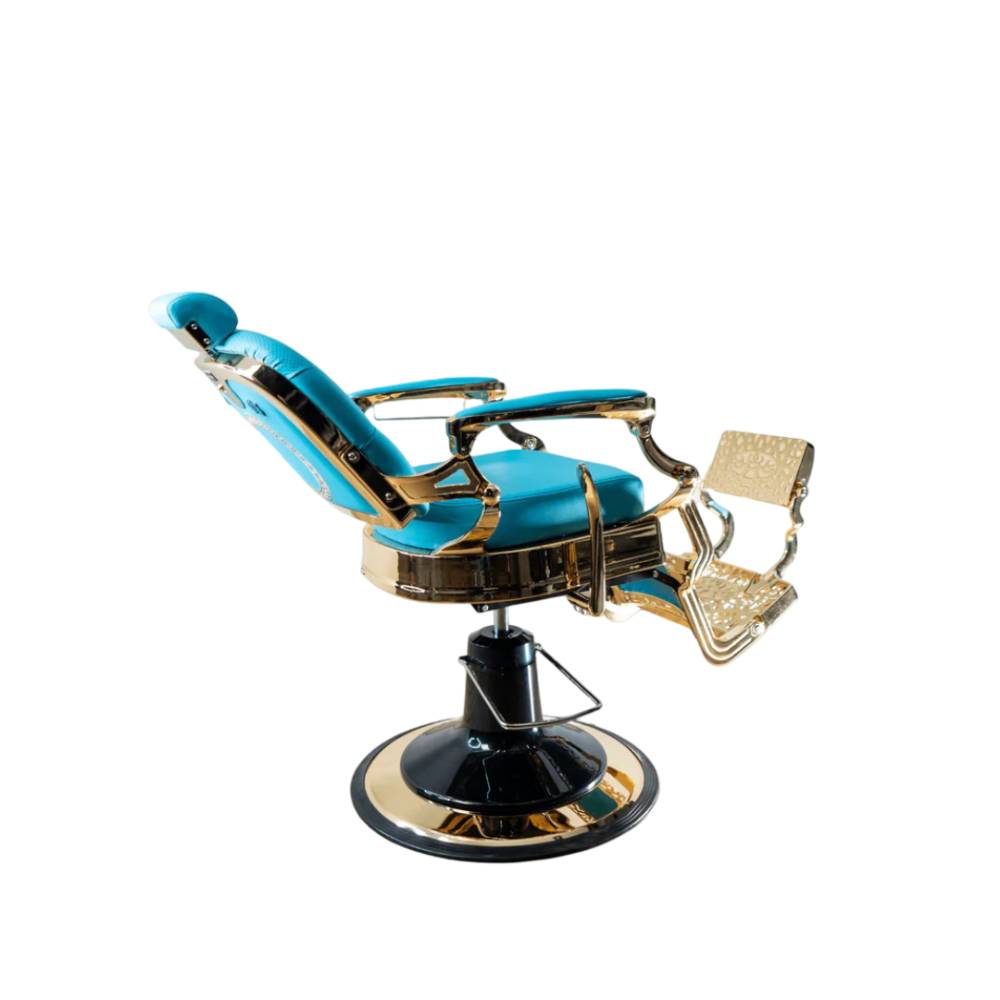 John Barber & Sons Oasis Blue & Gold Barber Chair