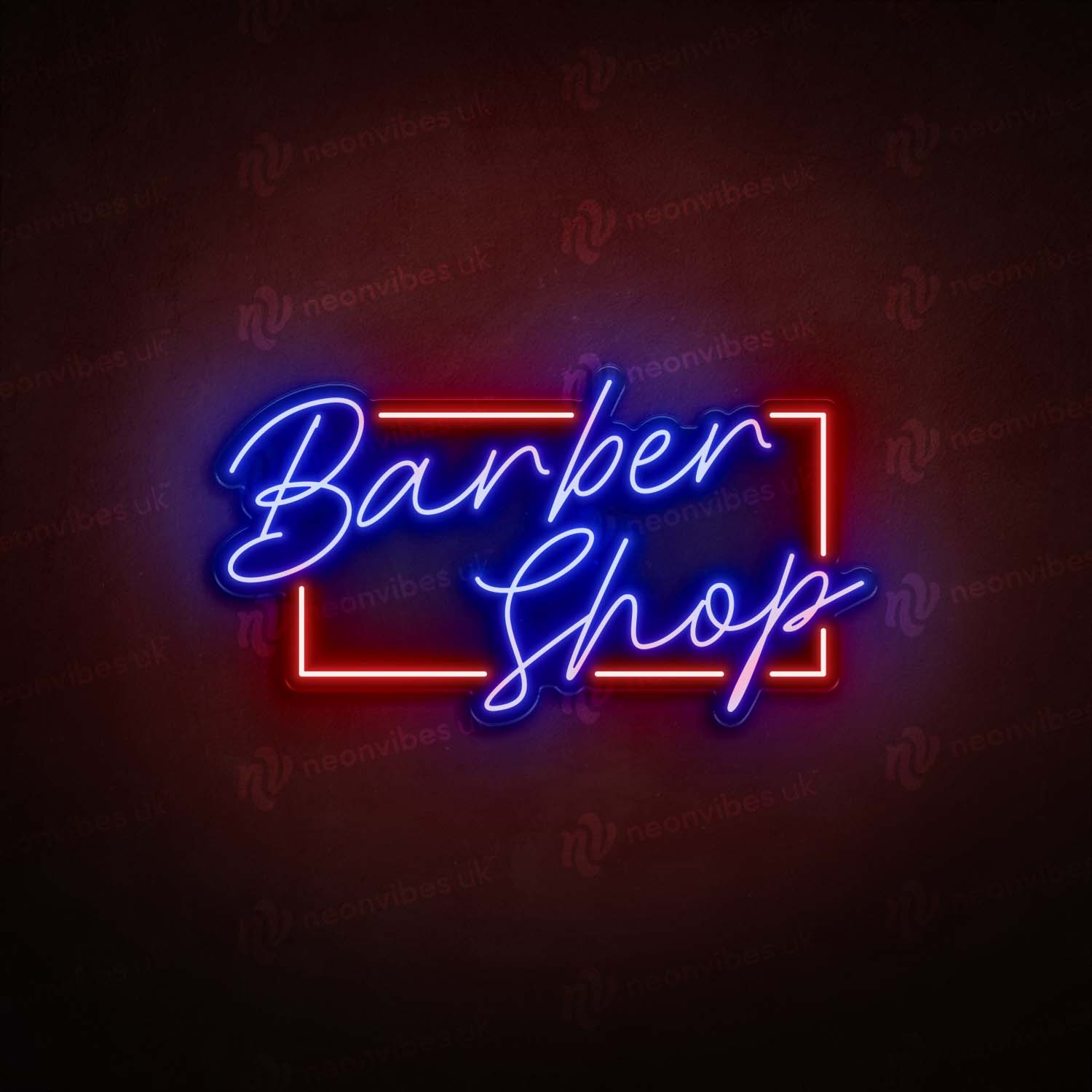 Neon Vibes Italic Barber Shop Sign - Multiple Sizes