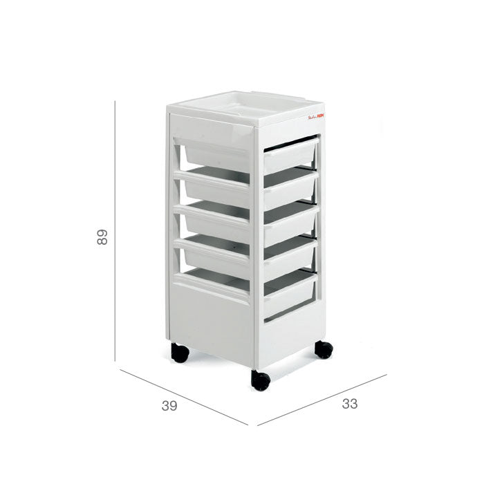 REM Studio Trolley - White With Flat Top Tray