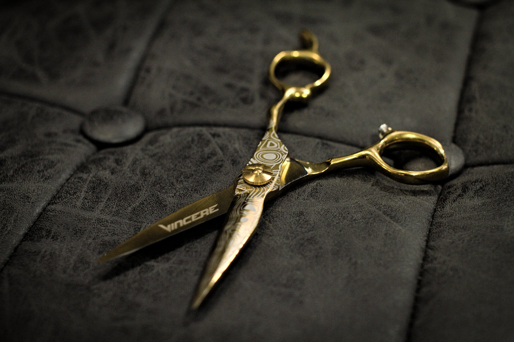 Vincere Ares Damascus Gold Scissors 5.5"
