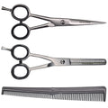 C&S Left Handed Silver Scissors & Thinning Set Sand Finish 5.5"
