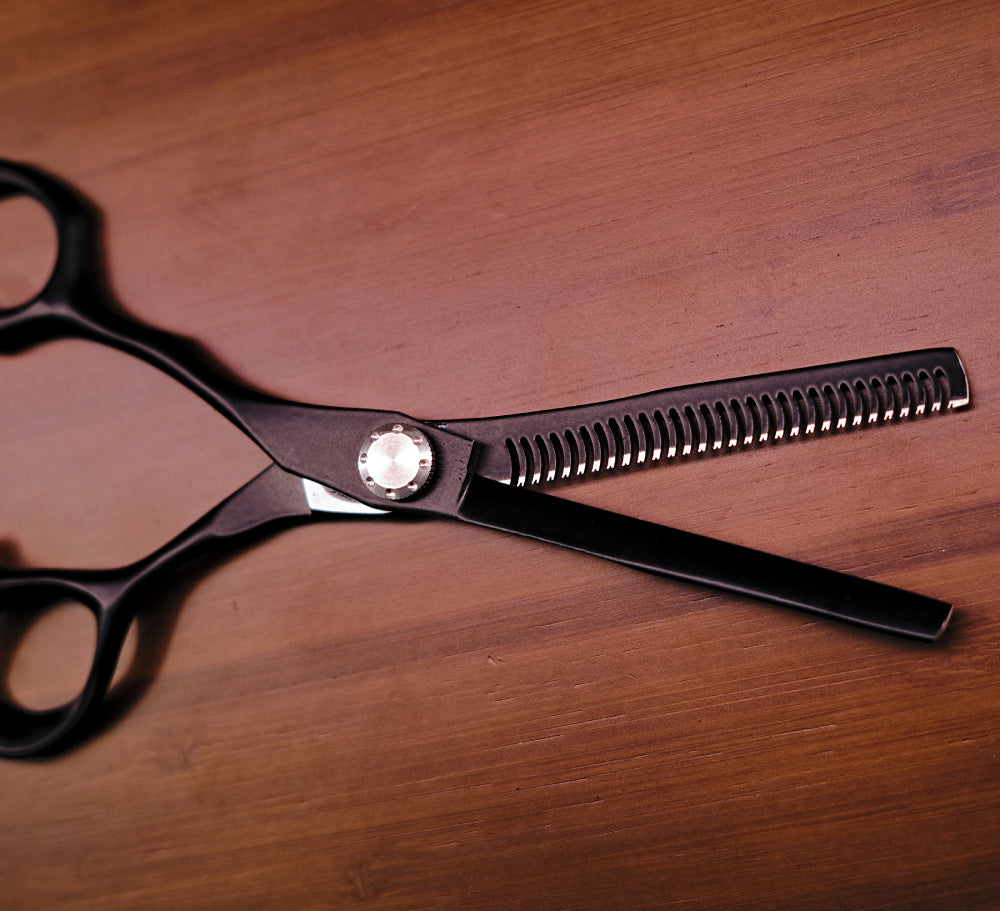 Vincere Hades Black Left Handed Thinning Scissors 6"