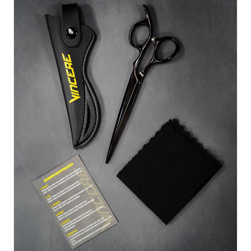 Vincere Whisper Knight Black Scissors 6.5"