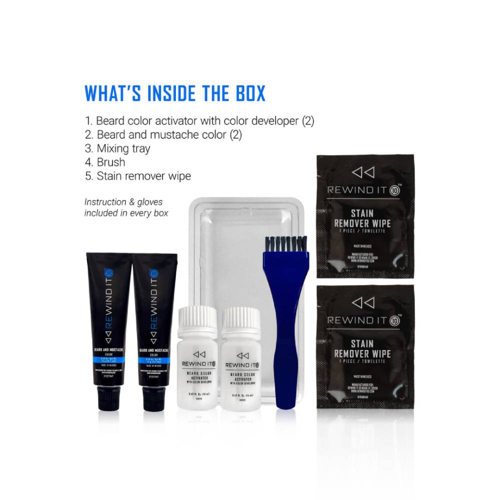Rewind It 10 Beard and Mustache Color Real Black