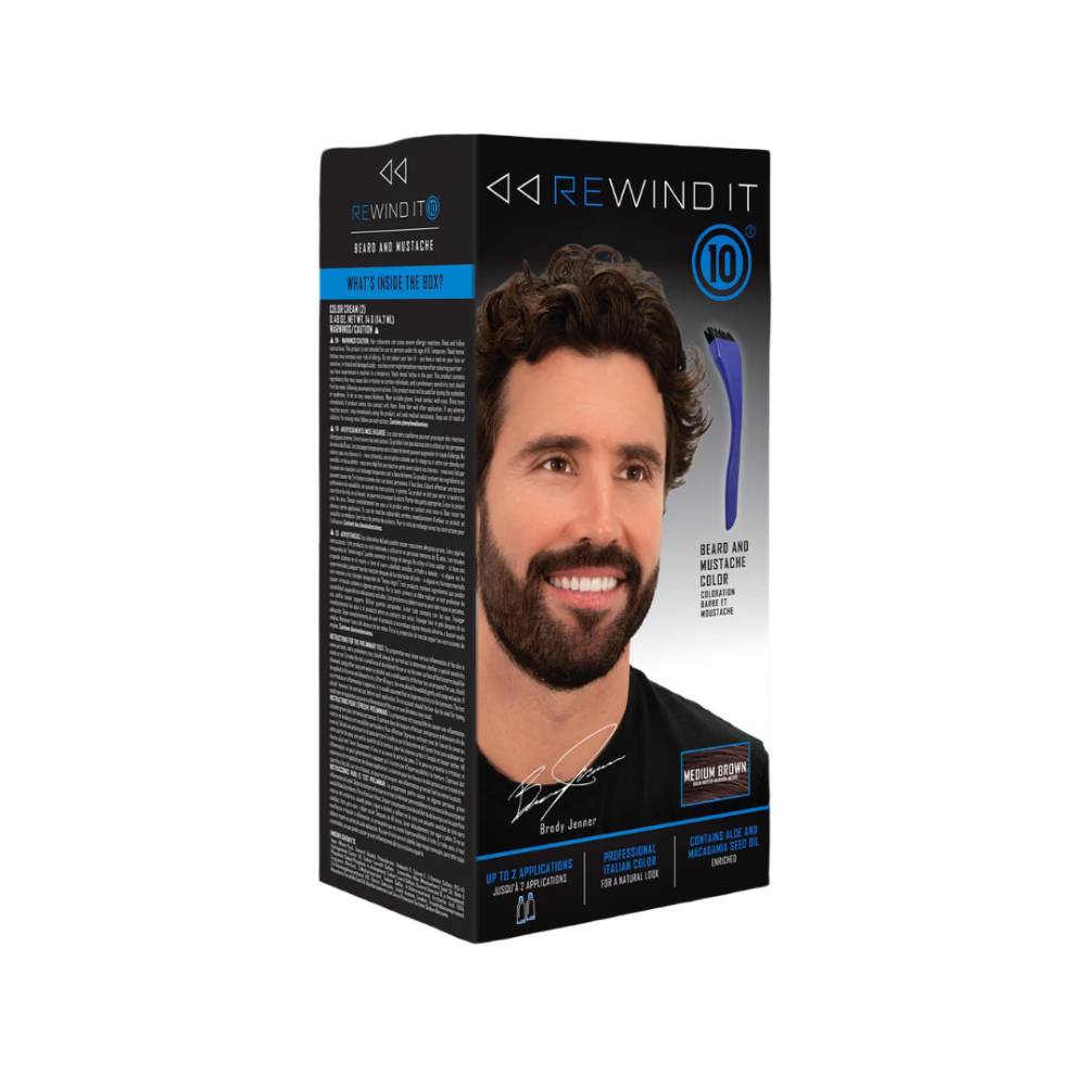 Rewind It 10 Beard and Mustache Color Medium Brown
