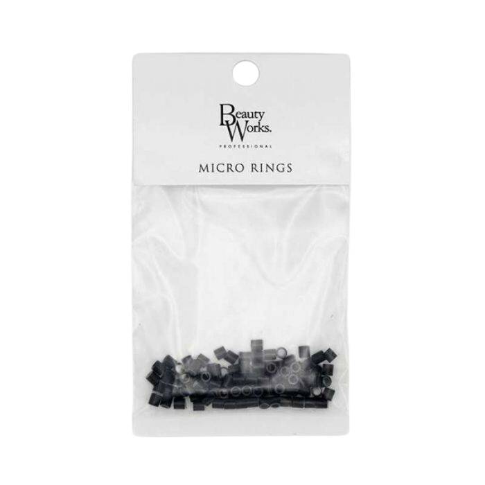 Beauty Works Aluminium Micro Rings Black 100 Pieces