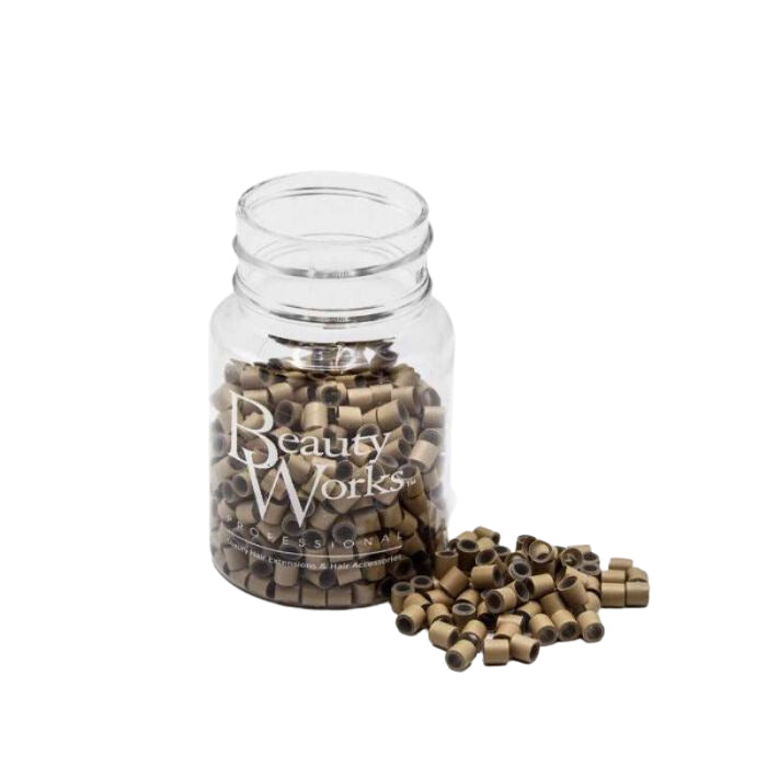 Beauty Works Silicone Lined Aluminium Micro Rings Dark Blonde 500 pcs