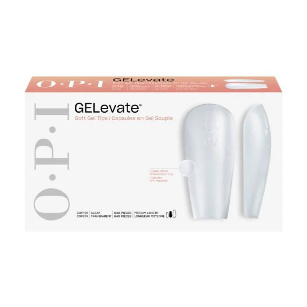 OPI GELevate Soft Gel Tips Medium Clear Coffin (640)