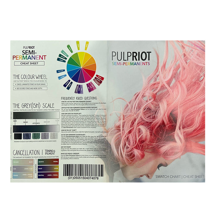 Pulp Riot Semi-Permanents Cheat Sheet/Swatch Chart