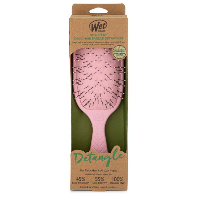 WetBrush Go Green Thick Hair Paddle Detangler Pink