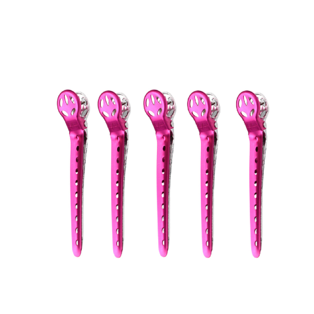 Y.S. Park Aluminium Hair Clips 100mm Pink (5)