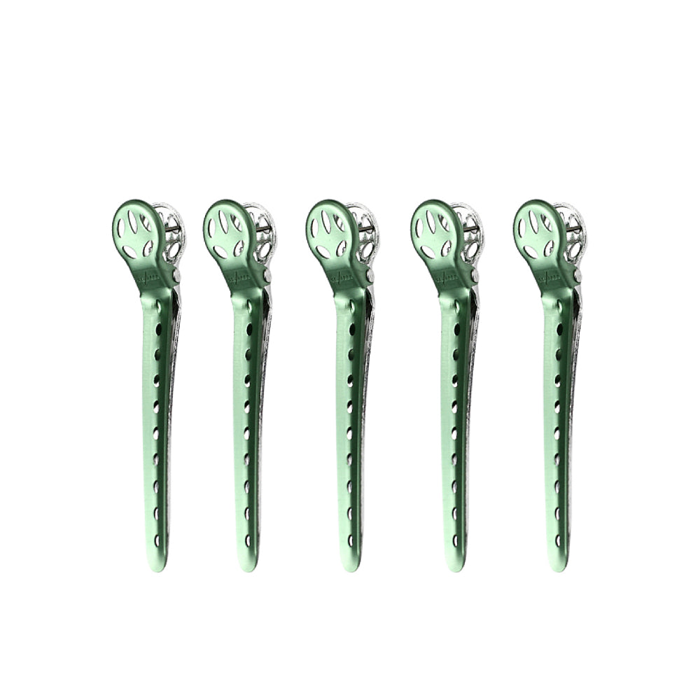 Y.S. Park Aluminium Hair Clips 100mm Pale Green (5)