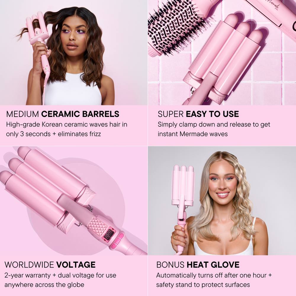 Mermade Hair Mini Hair Waver - 25mm Pink