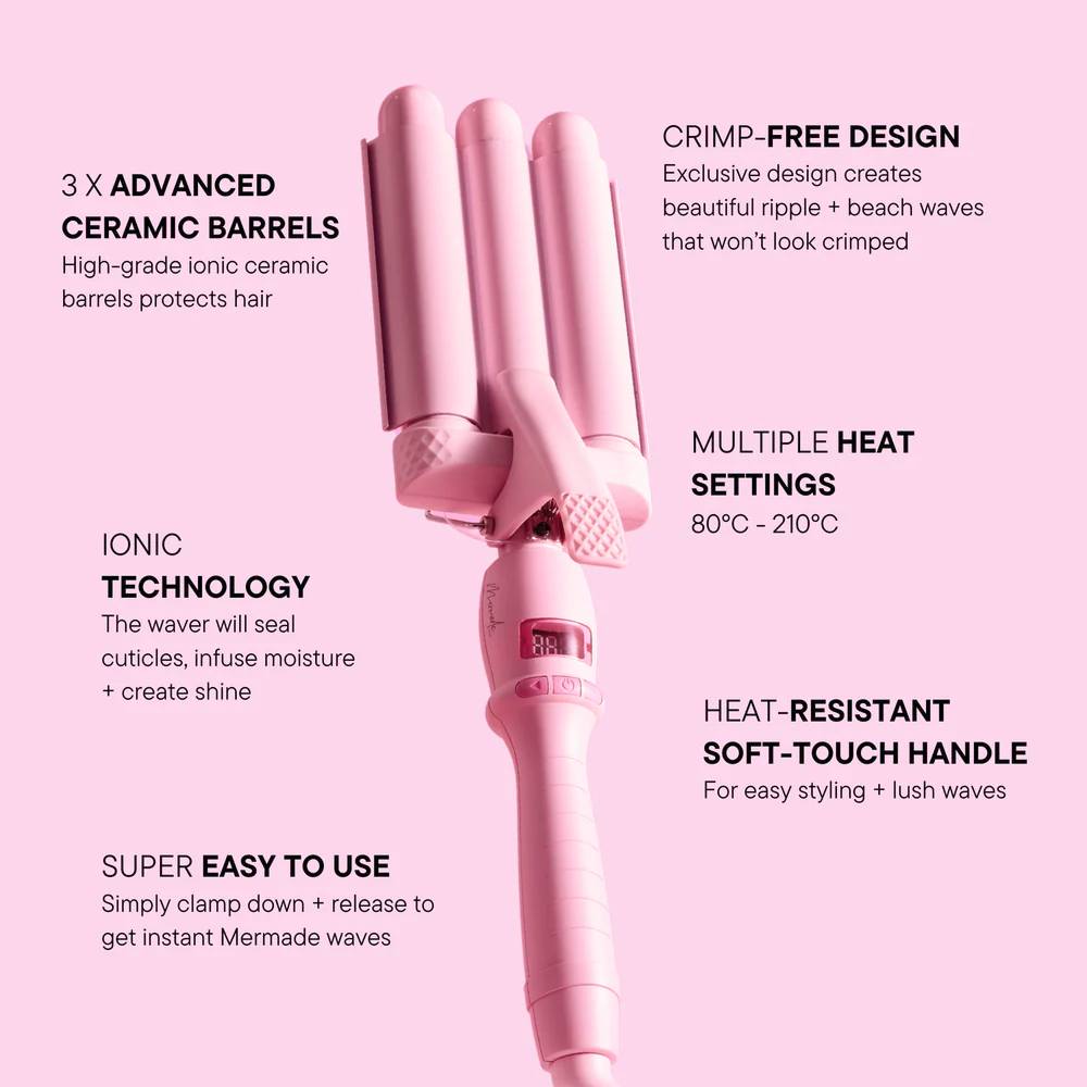 Mermade Hair Mini Hair Waver - 25mm Pink