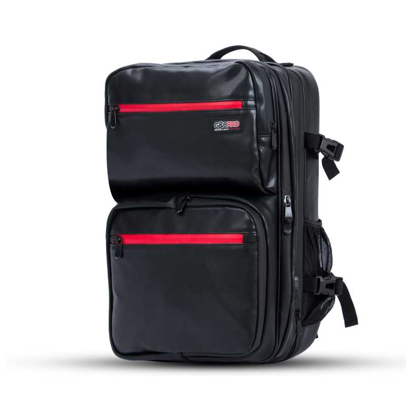 G&B Pro Premium Leather Collection All-In-One Mobile Station Full Size - Black/Red