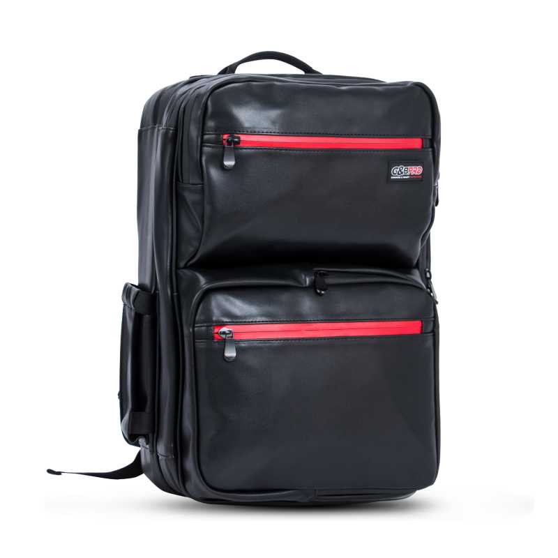 G&B Pro Premium Leather Collection All-In-One Mobile Station Full Size - Black/Red
