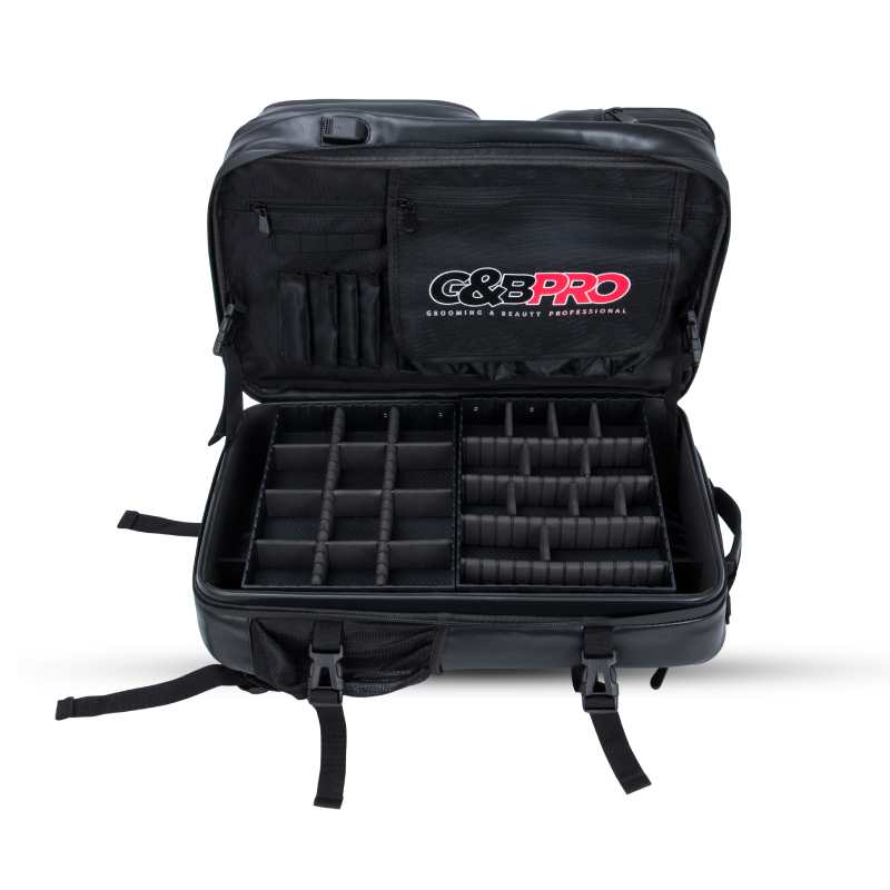 G&B Pro Premium Leather Collection All-In-One Mobile Station Full Size - Black/Red