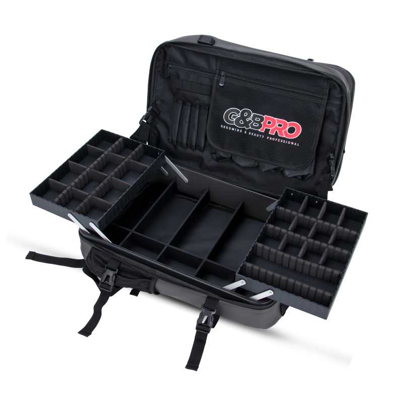 G&B Pro Premium Leather Collection All-In-One Mobile Station Full Size - Black/Red