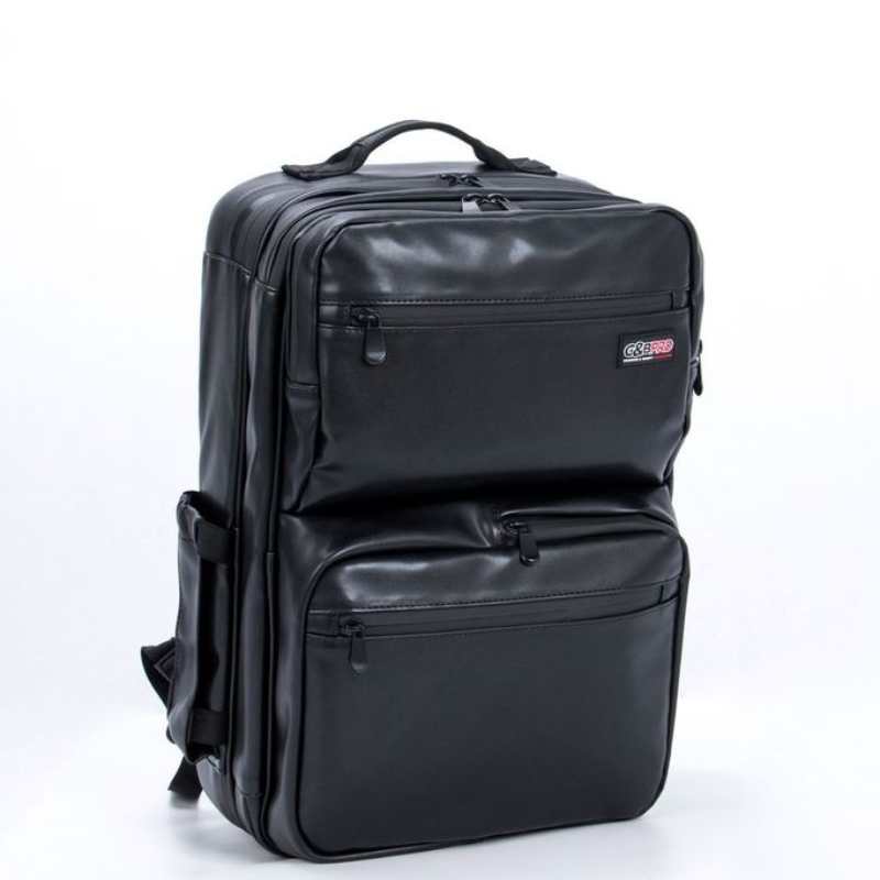 G&B Pro Premium Leather Collection All-In-One Mobile Station Full Size - Black/Black