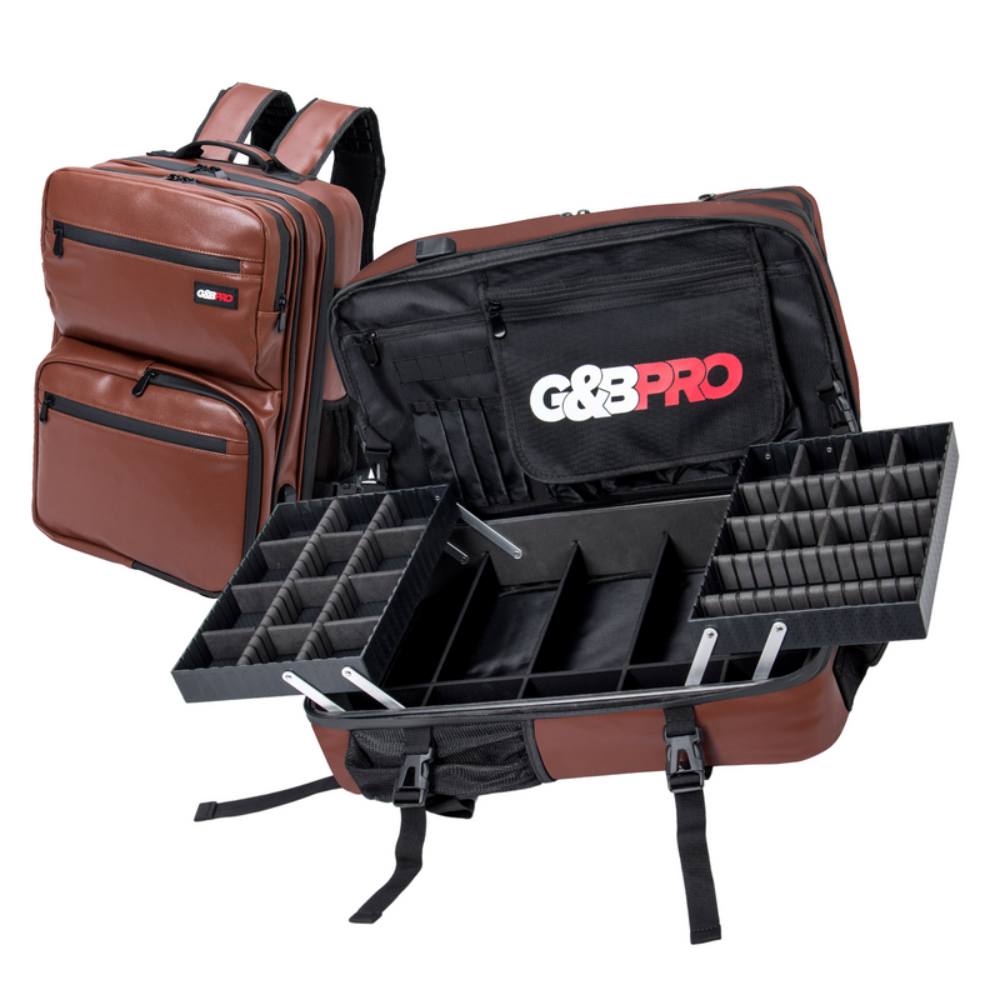 G&B Pro Premium Leather Collection All-In-One Mobile Station Full Size - Brown/Black