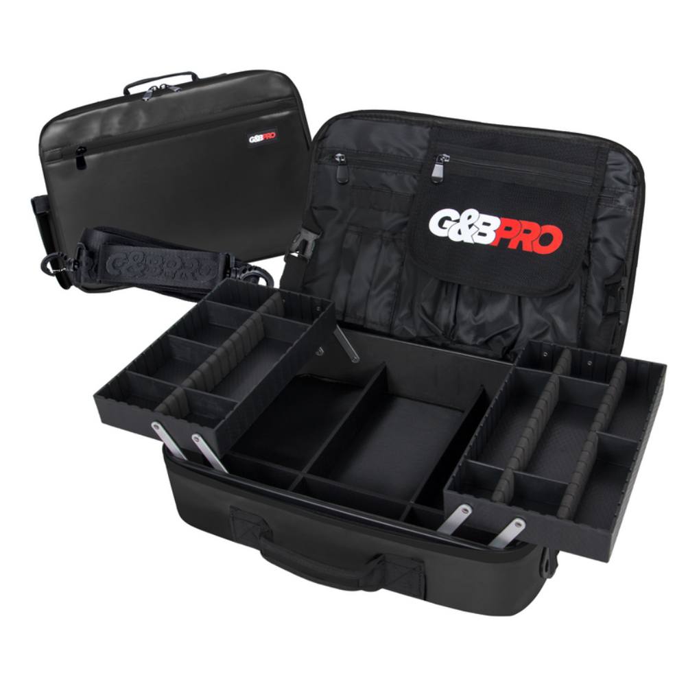 G&B Pro Premium Leather Collection Crossbody All-In-One Mobile Station - Black/Black