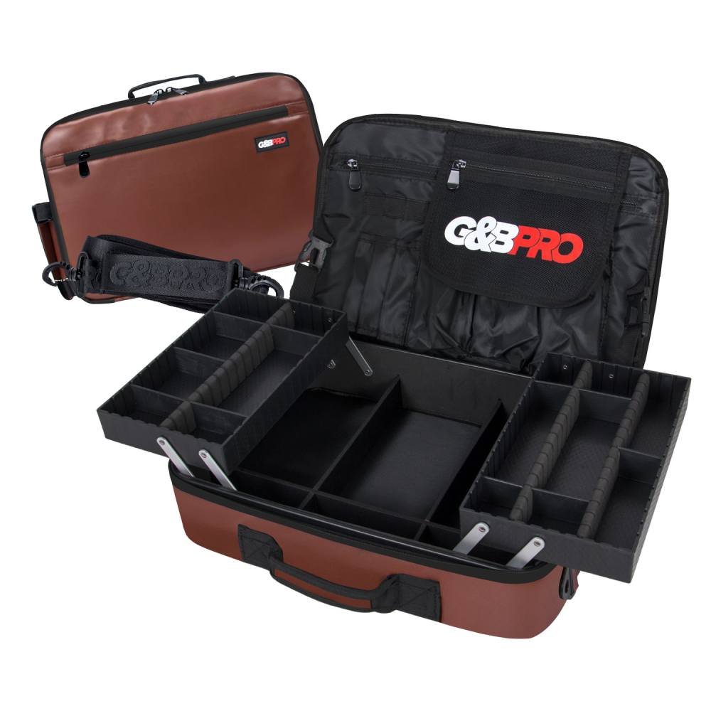 G&B Pro Premium Leather Collection Crossbody All-In-One Mobile Station - Brown/Black
