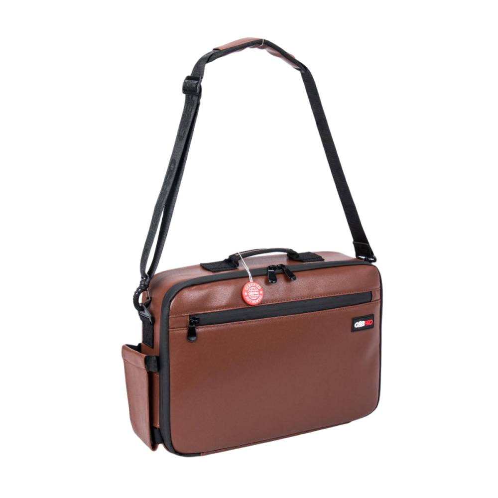G&B Pro Premium Leather Collection Crossbody All-In-One Mobile Station - Brown/Black
