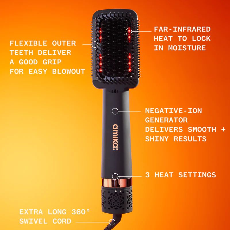 amika Double Agent 2-In-1 Blow Dryer + Straightening Brush